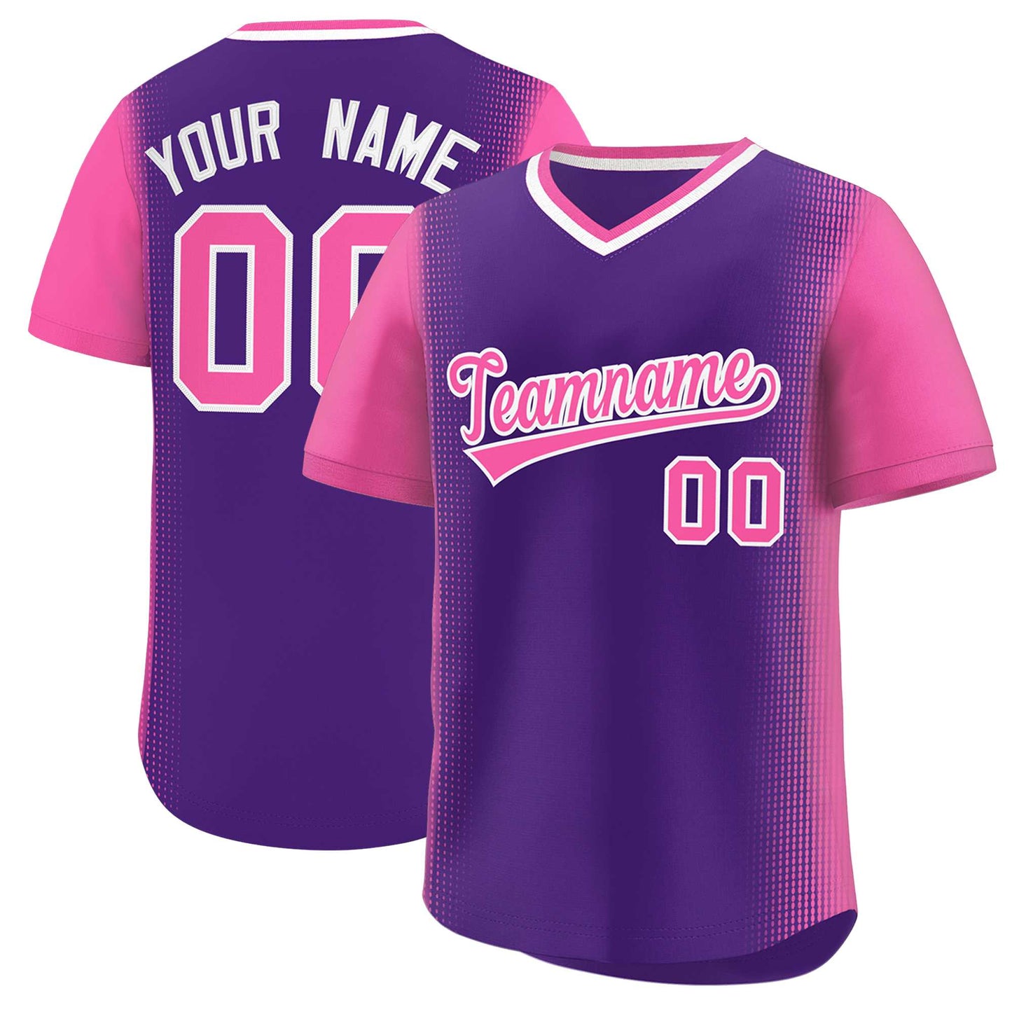 Custom Purple Pink Personalized Raglan Sleeves Authentic Pullover Baseball Jersey