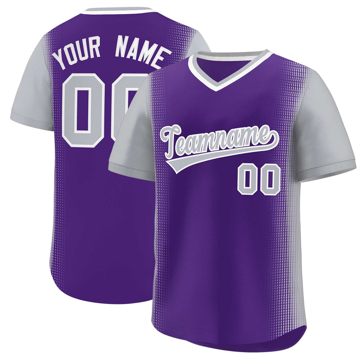 Custom Purple Gray Personalized Raglan Sleeves Authentic Pullover Baseball Jersey