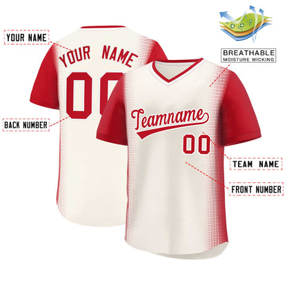 Custom Cream Red Personalized Raglan Sleeves Authentic Pullover Baseball Jersey