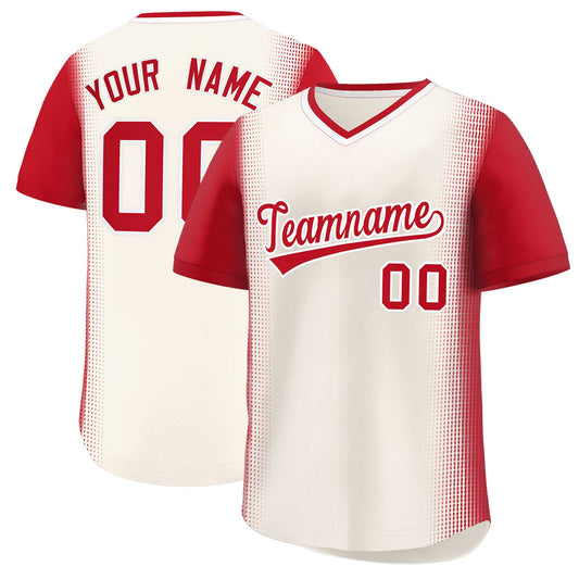 Custom Cream Red Personalized Raglan Sleeves Authentic Pullover Baseball Jersey