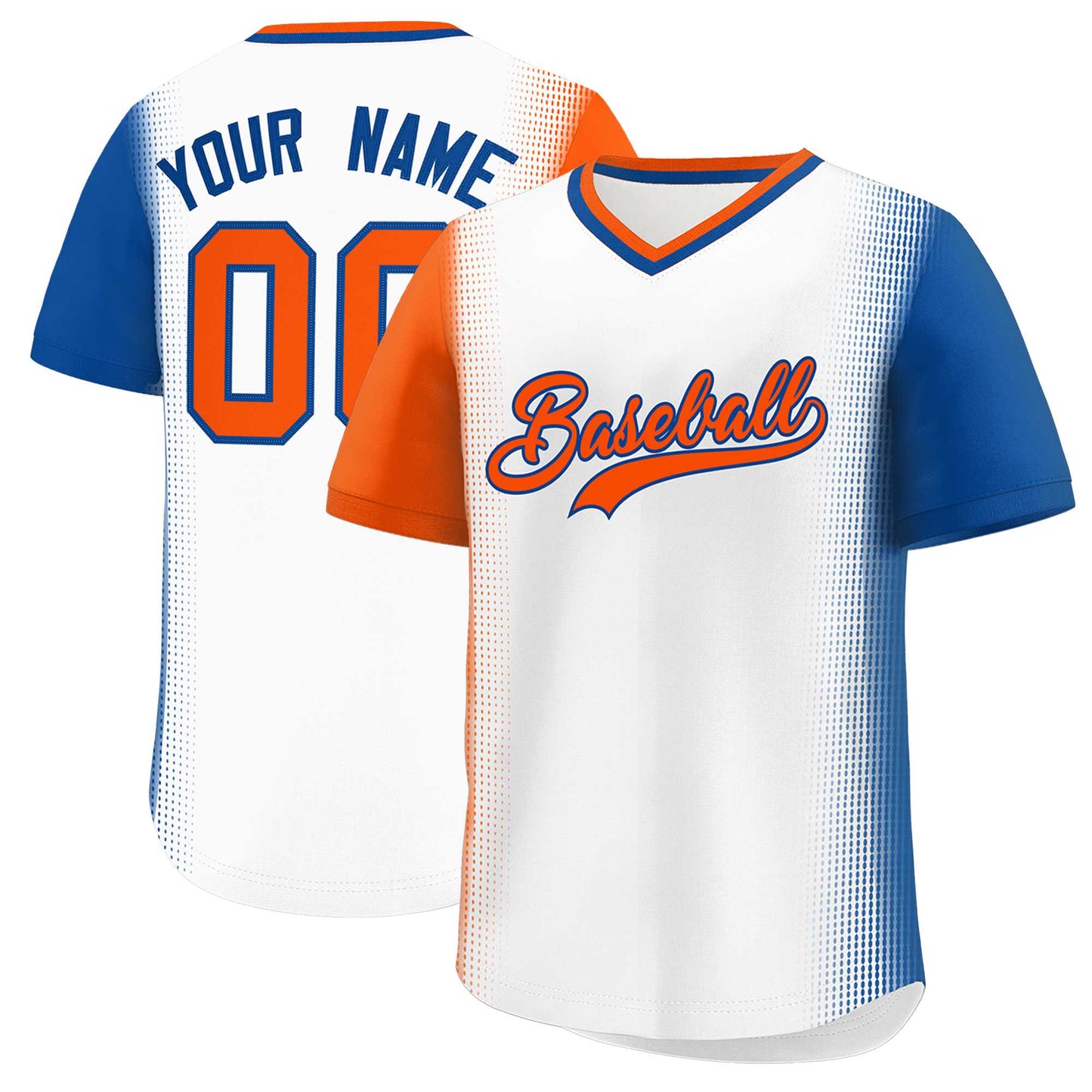 Custom White Orange-Royal Personalized Raglan Sleeves Authentic Pullover Baseball Jersey