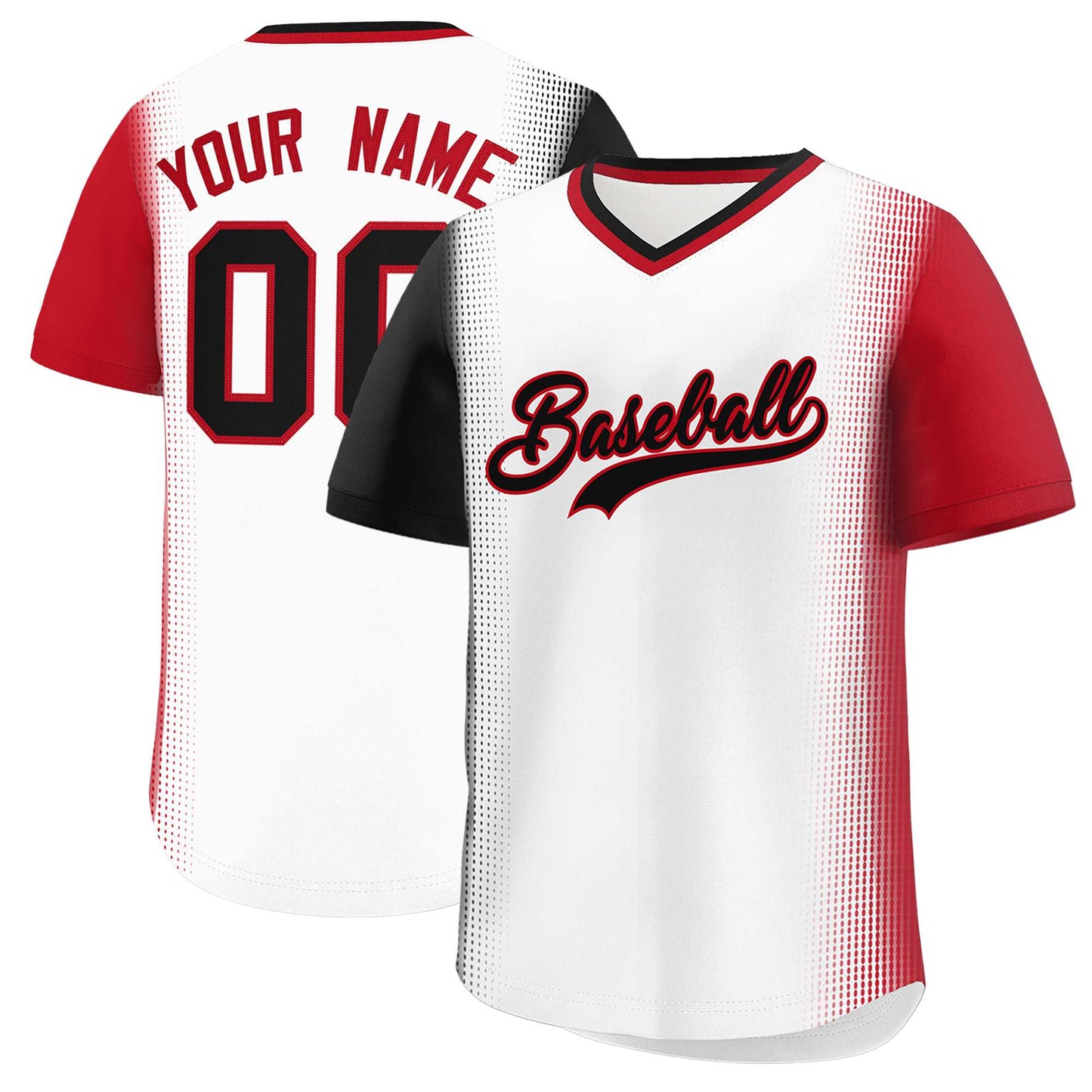 Custom White Black-Red Personalized Raglan Sleeves Authentic Pullover Baseball Jersey