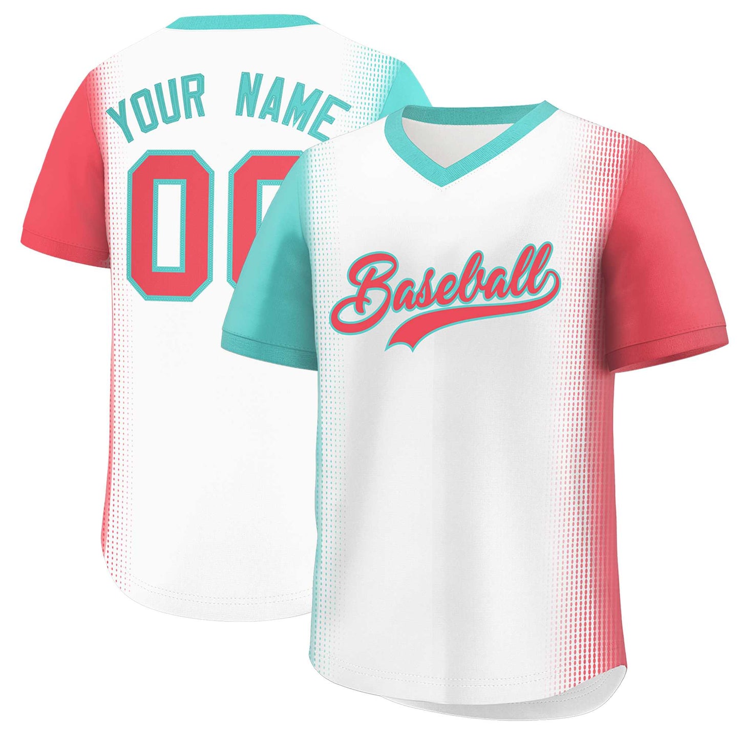 Custom White Bright Green-Light Red Personalized Raglan Sleeves Authentic Pullover Baseball Jersey