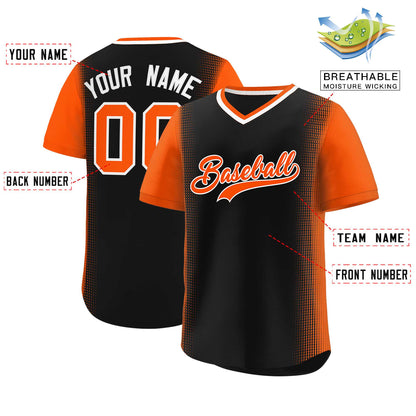 Custom Black Orange Personalized Raglan Sleeves Authentic Pullover Baseball Jersey