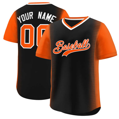 Custom Black Orange Personalized Raglan Sleeves Authentic Pullover Baseball Jersey