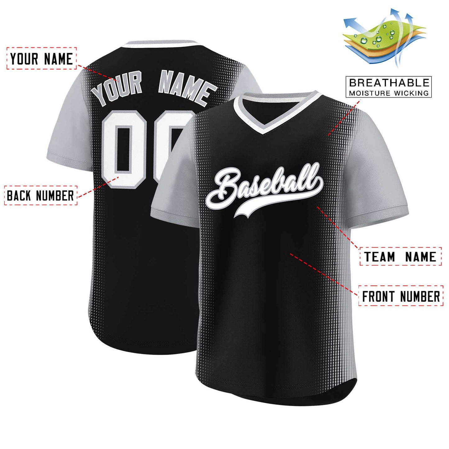 Custom Black Gray Personalized Raglan Sleeves Authentic Pullover Baseball Jersey