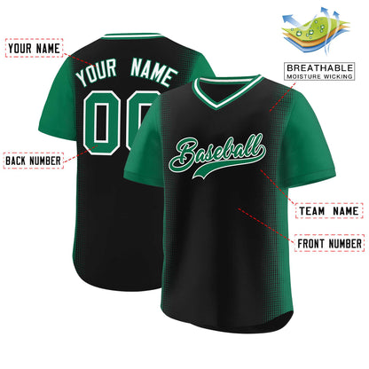 Custom Black Kelly Green Personalized Raglan Sleeves Authentic Pullover Baseball Jersey