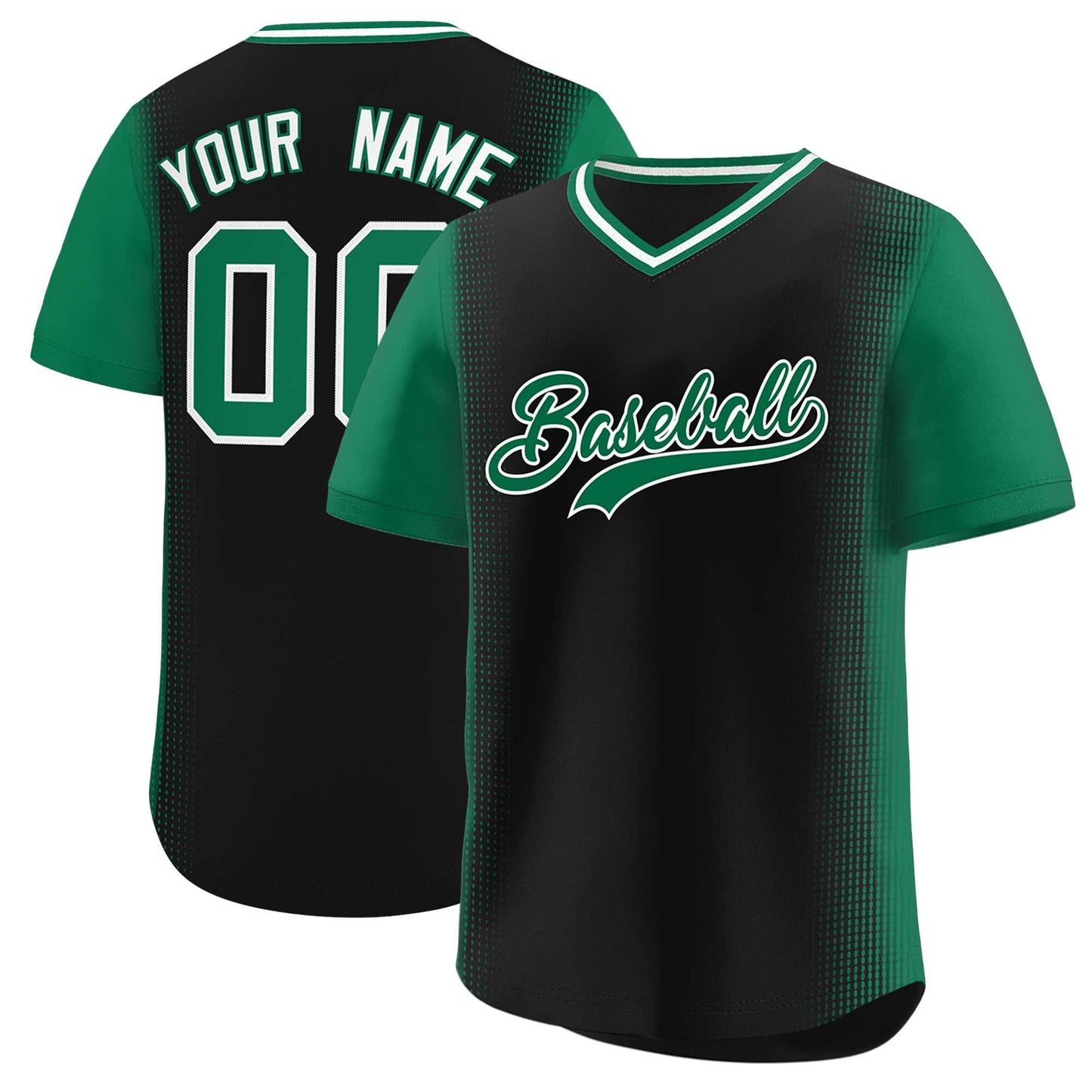 Custom Black Kelly Green Personalized Raglan Sleeves Authentic Pullover Baseball Jersey