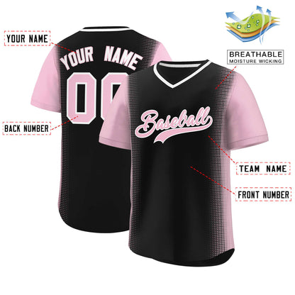 Custom Black Light Pink Personalized Raglan Sleeves Authentic Pullover Baseball Jersey