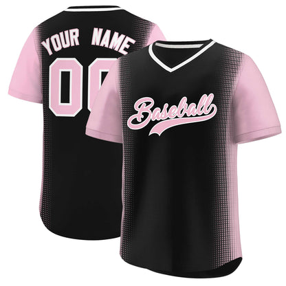 Custom Black Light Pink Personalized Raglan Sleeves Authentic Pullover Baseball Jersey