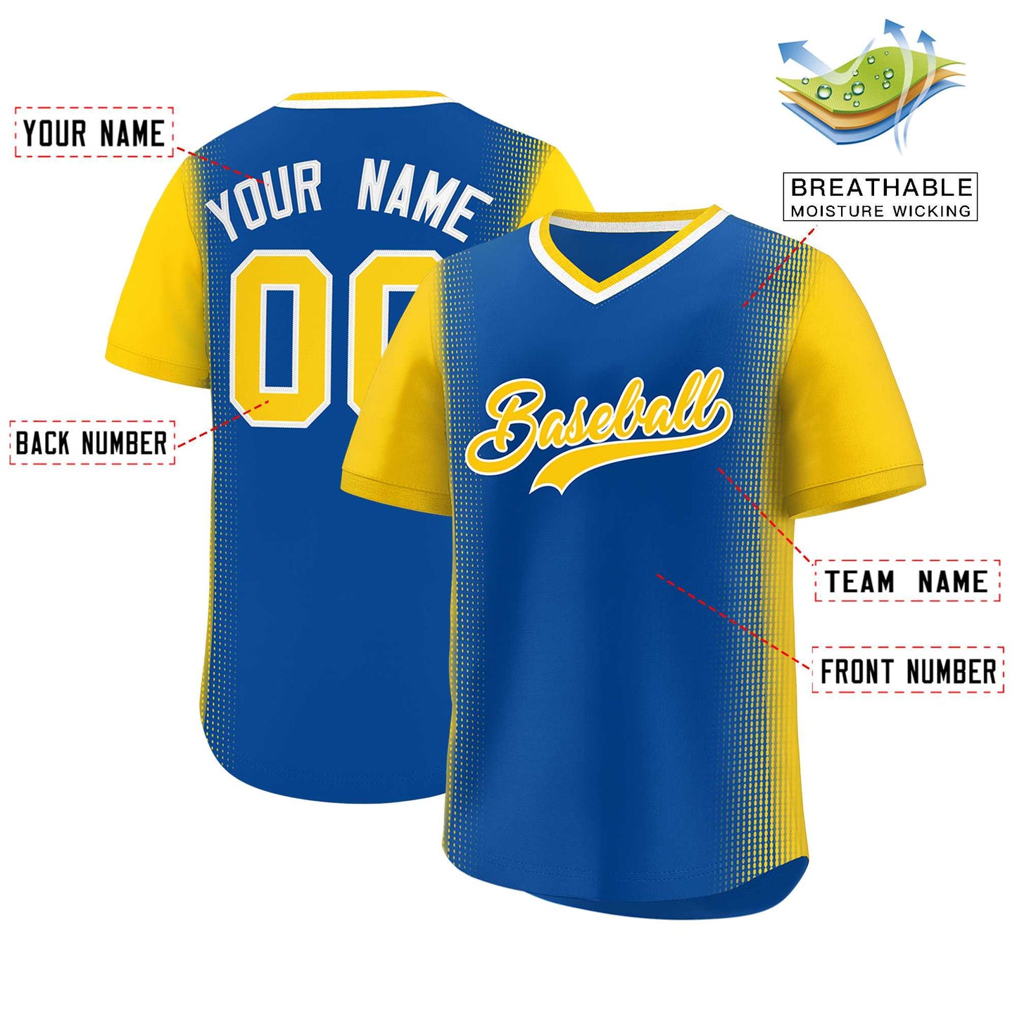 Custom Royal Gold Personalized Raglan Sleeves Authentic Pullover Baseball Jersey