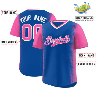 Custom Royal Pink Personalized Raglan Sleeves Authentic Pullover Baseball Jersey