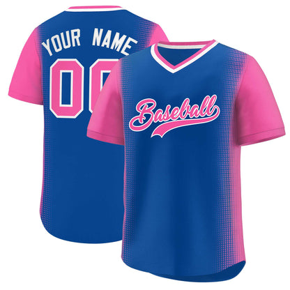 Custom Royal Pink Personalized Raglan Sleeves Authentic Pullover Baseball Jersey