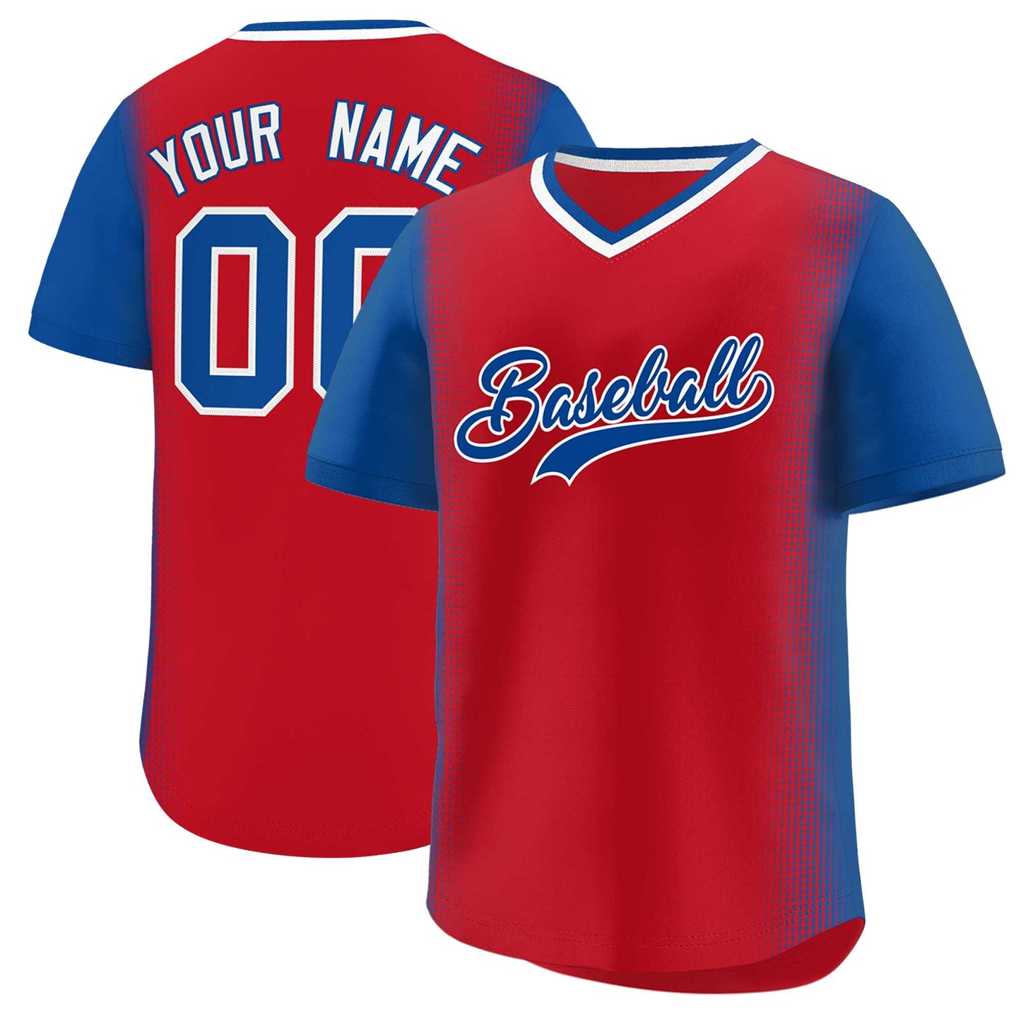 Custom Red Royal Personalized Raglan Sleeves Authentic Pullover Baseball Jersey