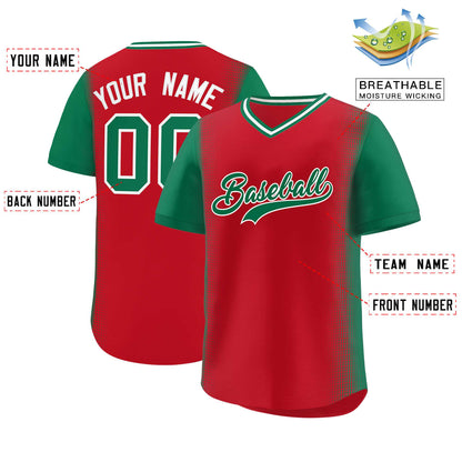 Custom Red Kelly Green Personalized Raglan Sleeves Authentic Pullover Baseball Jersey