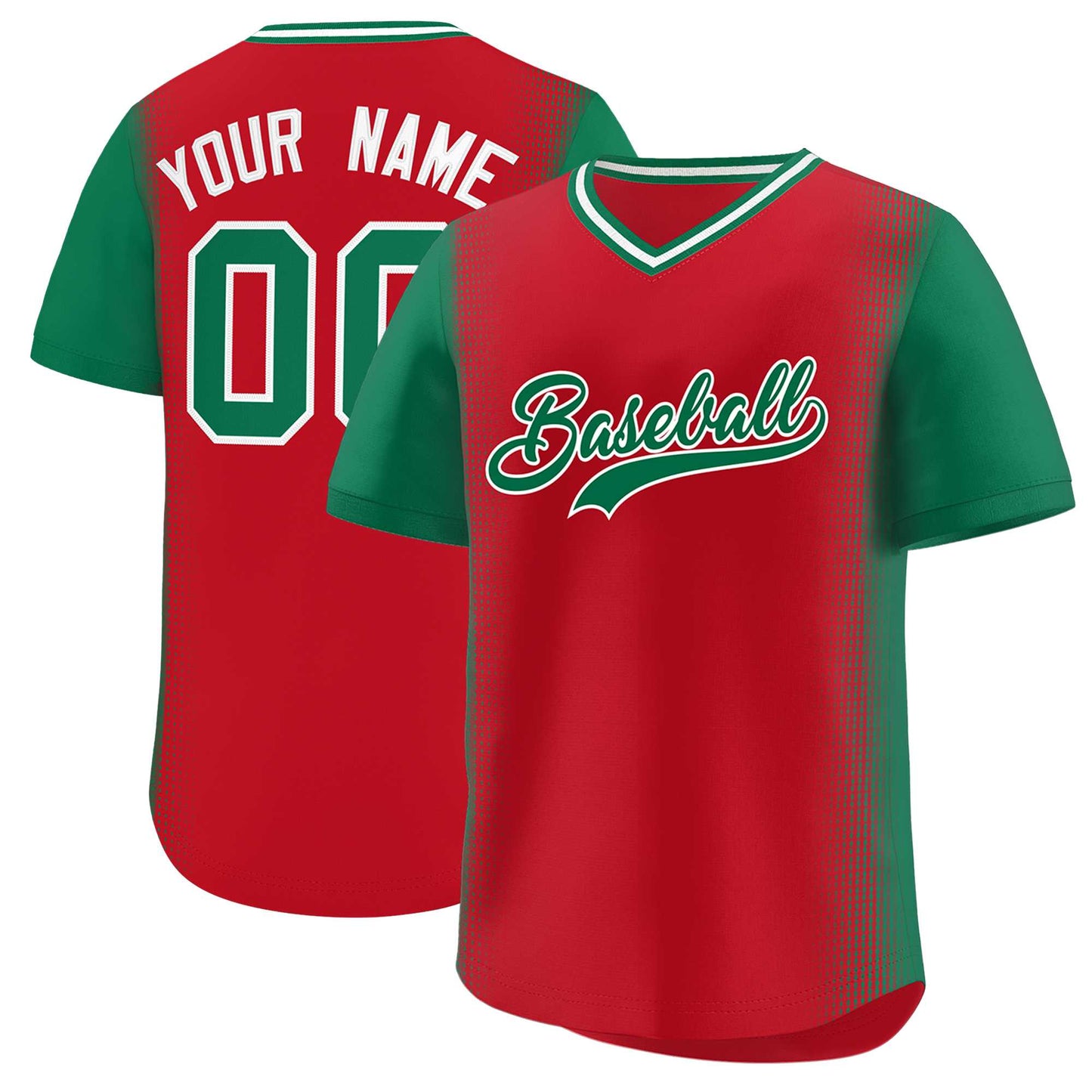 Custom Red Kelly Green Personalized Raglan Sleeves Authentic Pullover Baseball Jersey