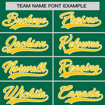 Custom Kelly Green Gold Personalized Raglan Sleeves Authentic Pullover Baseball Jersey