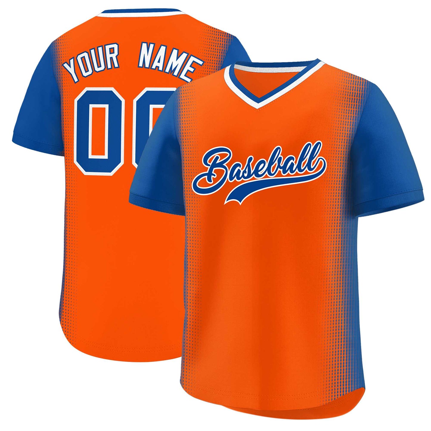 Custom Orange Royal Personalized Raglan Sleeves Authentic Pullover Baseball Jersey