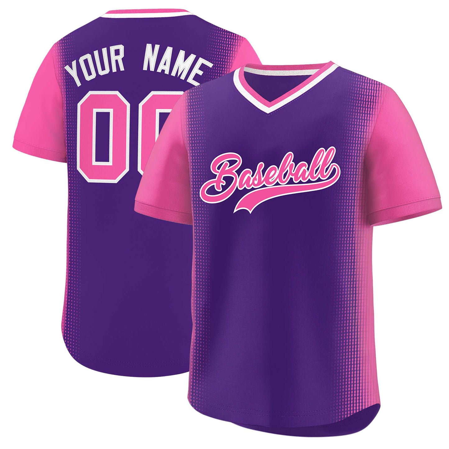 Custom Purple Pink Personalized Raglan Sleeves Authentic Pullover Baseball Jersey