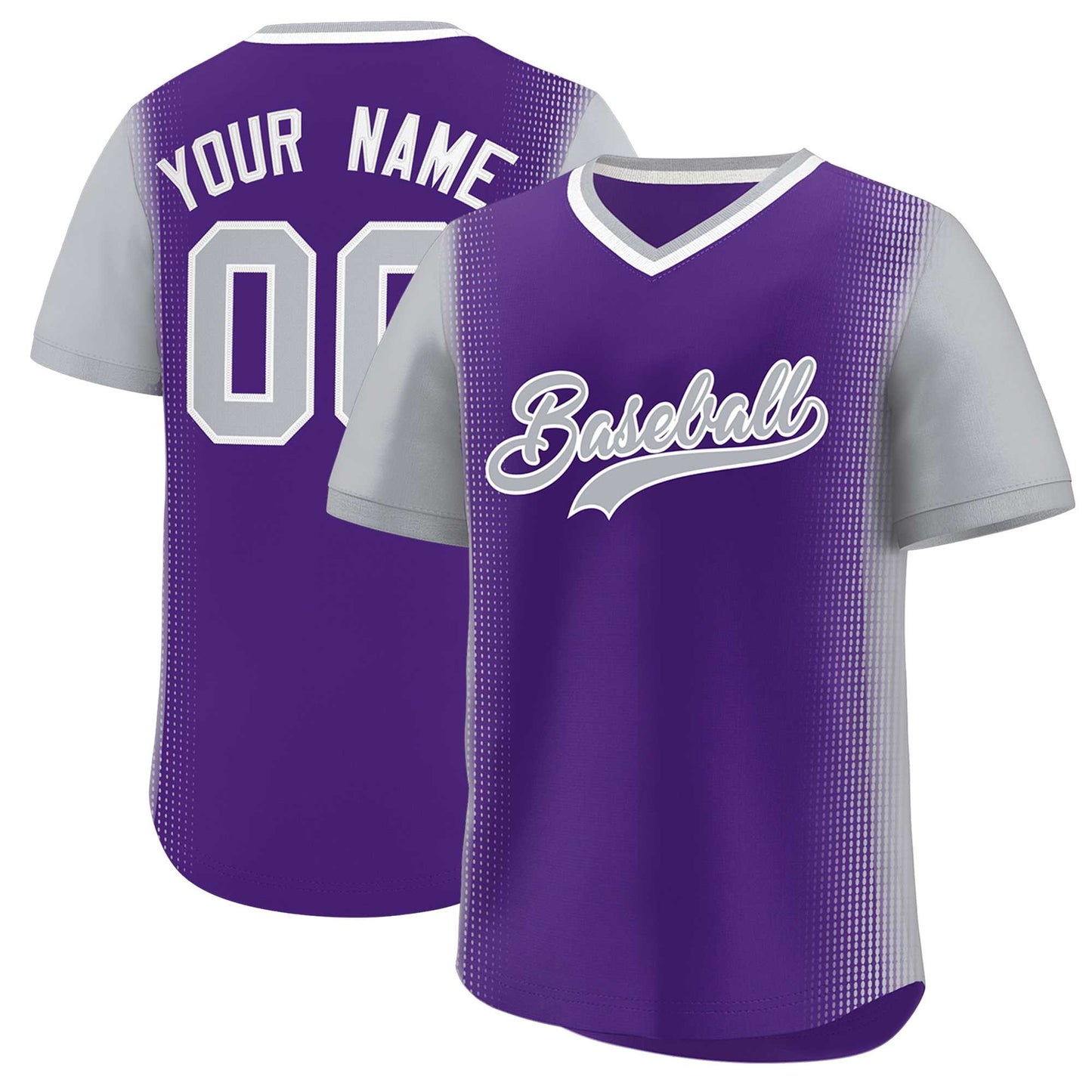 Custom Purple Gray Personalized Raglan Sleeves Authentic Pullover Baseball Jersey