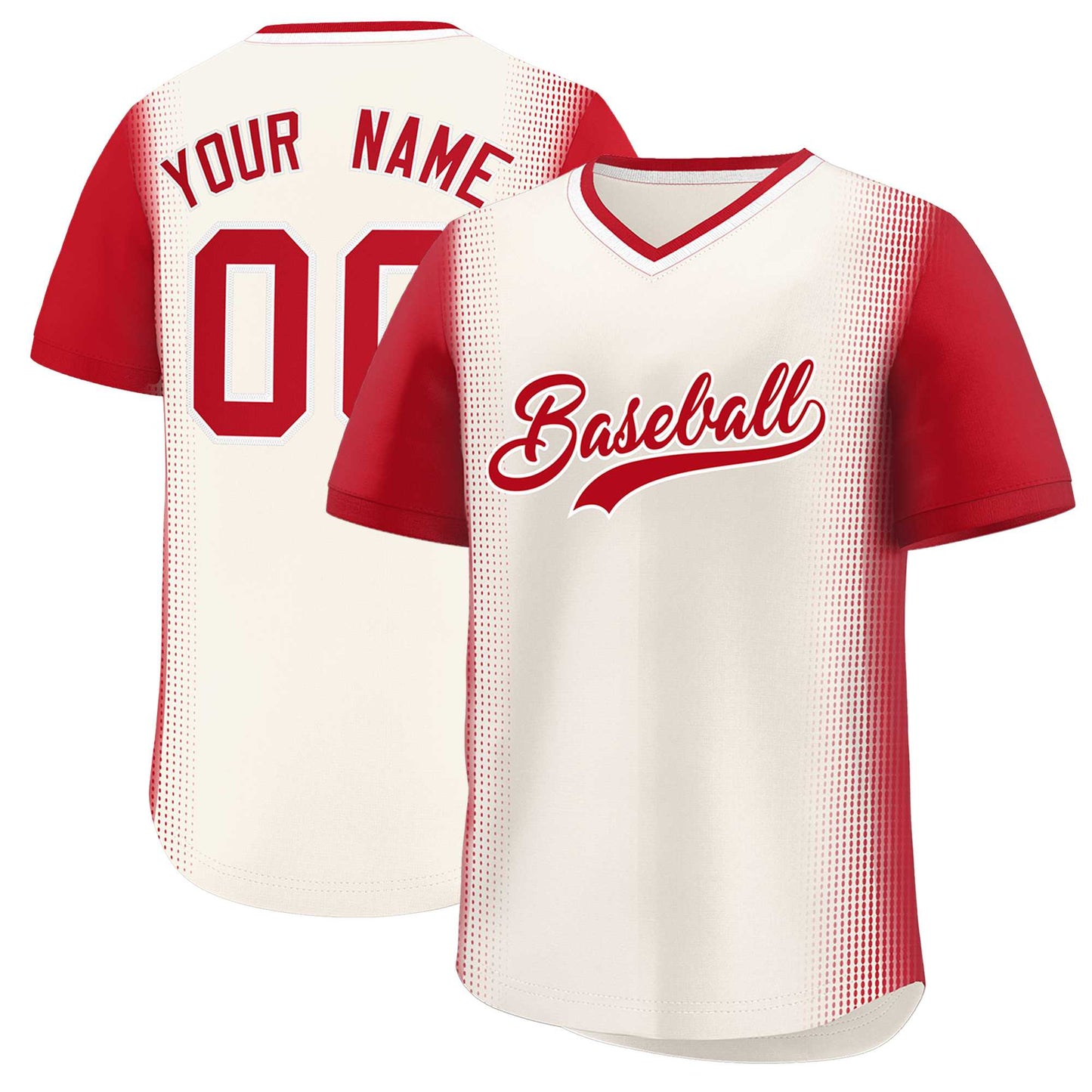 Custom Cream Red Personalized Raglan Sleeves Authentic Pullover Baseball Jersey