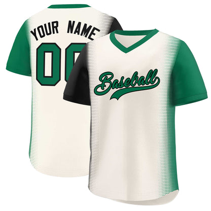 Custom Cream Black-Kelly Green Personalized Raglan Sleeves Authentic Pullover Baseball Jersey