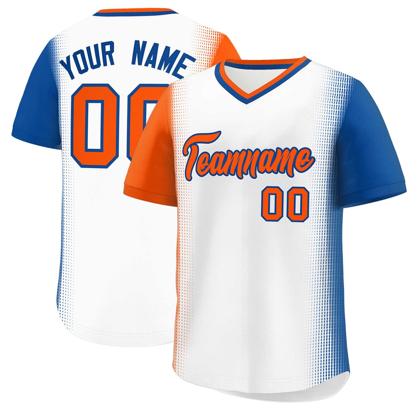 Custom White Orange-Royal Personalized Raglan Sleeves Authentic Pullover Baseball Jersey