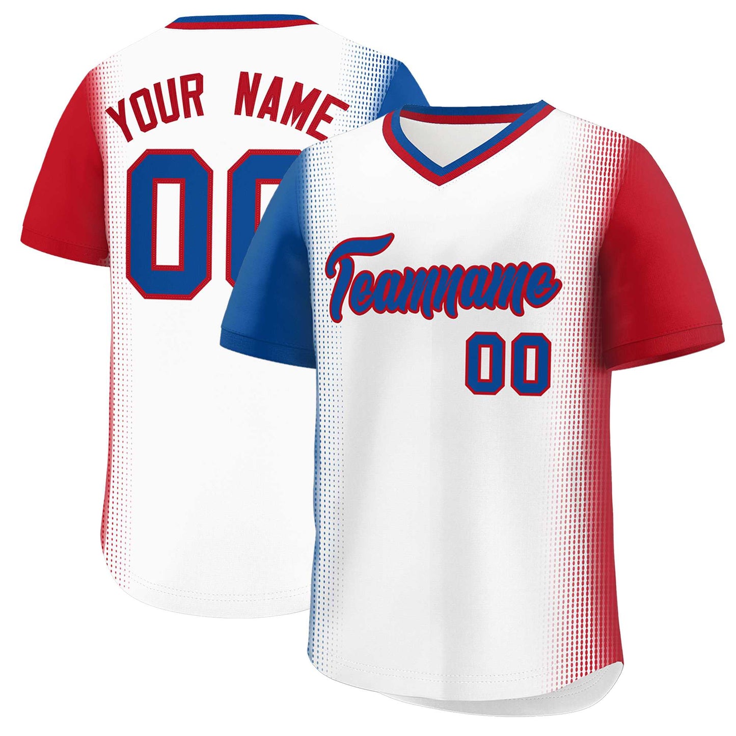 Custom White Royal-Red Personalized Raglan Sleeves Authentic Pullover Baseball Jersey