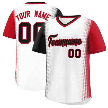 Custom White Black-Red Personalized Raglan Sleeves Authentic Pullover Baseball Jersey