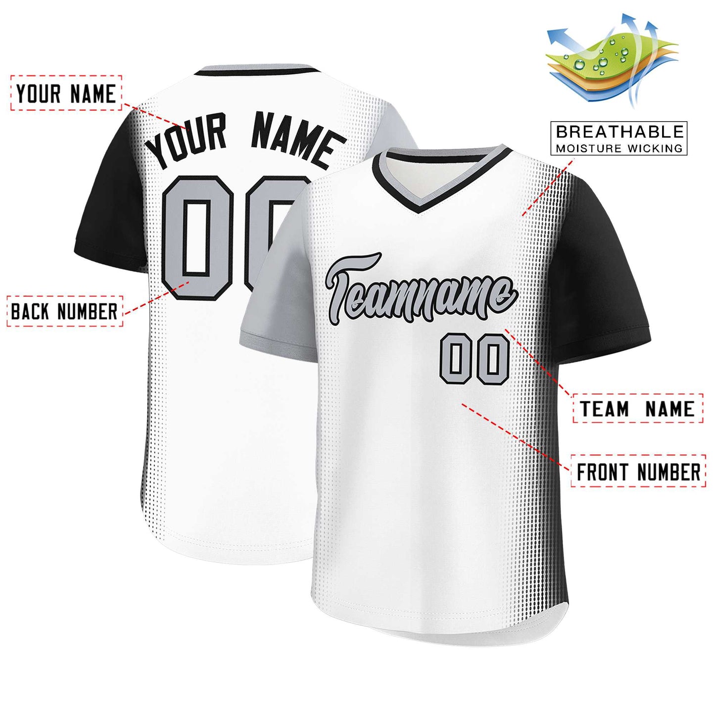 Custom White Gray-Black Personalized Raglan Sleeves Authentic Pullover Baseball Jersey