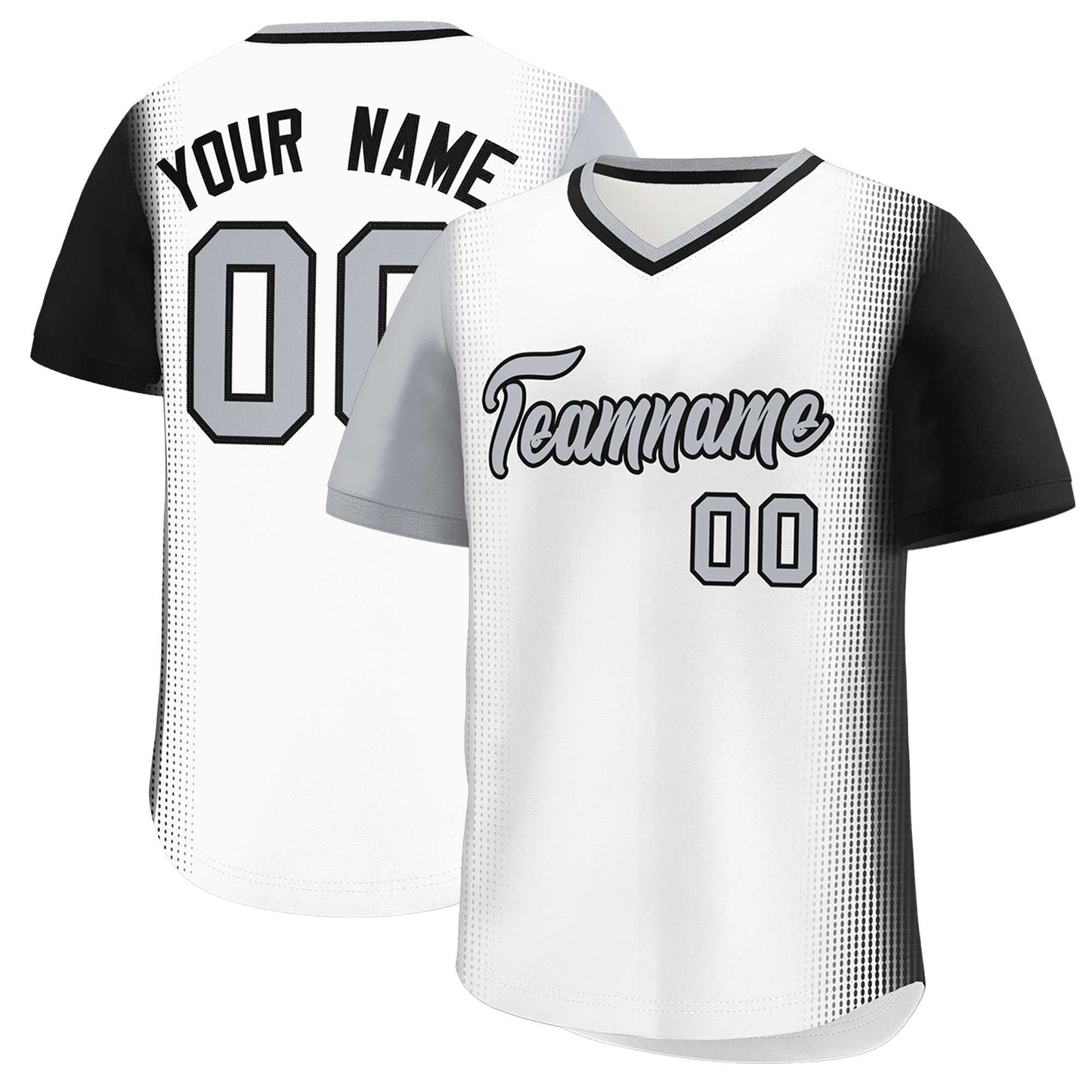 Custom White Gray-Black Personalized Raglan Sleeves Authentic Pullover Baseball Jersey