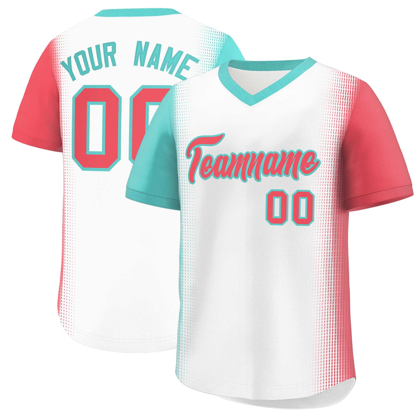 Custom White Bright Green-Light Red Personalized Raglan Sleeves Authentic Pullover Baseball Jersey