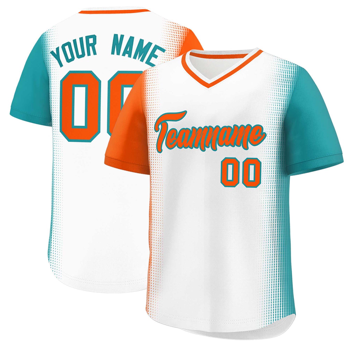 Custom White Orange-Aqua Personalized Raglan Sleeves Authentic Pullover Baseball Jersey