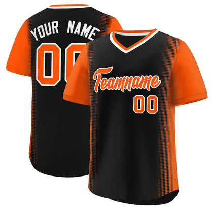 Custom Black Orange Personalized Raglan Sleeves Authentic Pullover Baseball Jersey