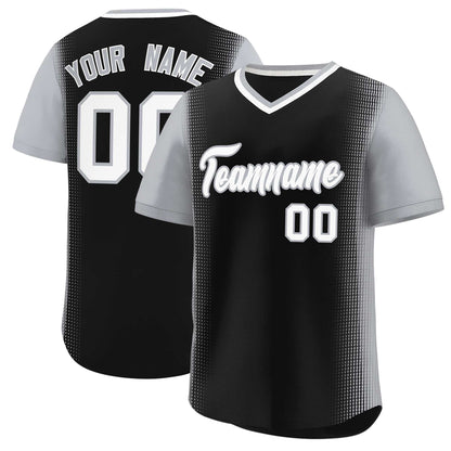 Custom Black Gray Personalized Raglan Sleeves Authentic Pullover Baseball Jersey