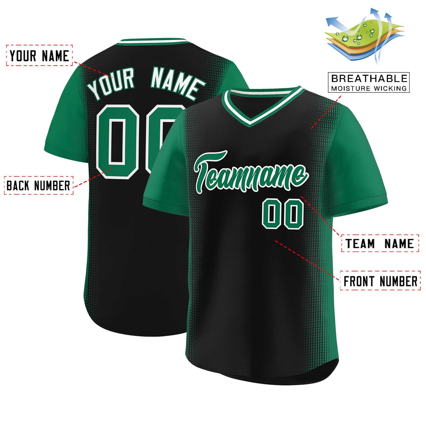 Custom Black Kelly Green Personalized Raglan Sleeves Authentic Pullover Baseball Jersey