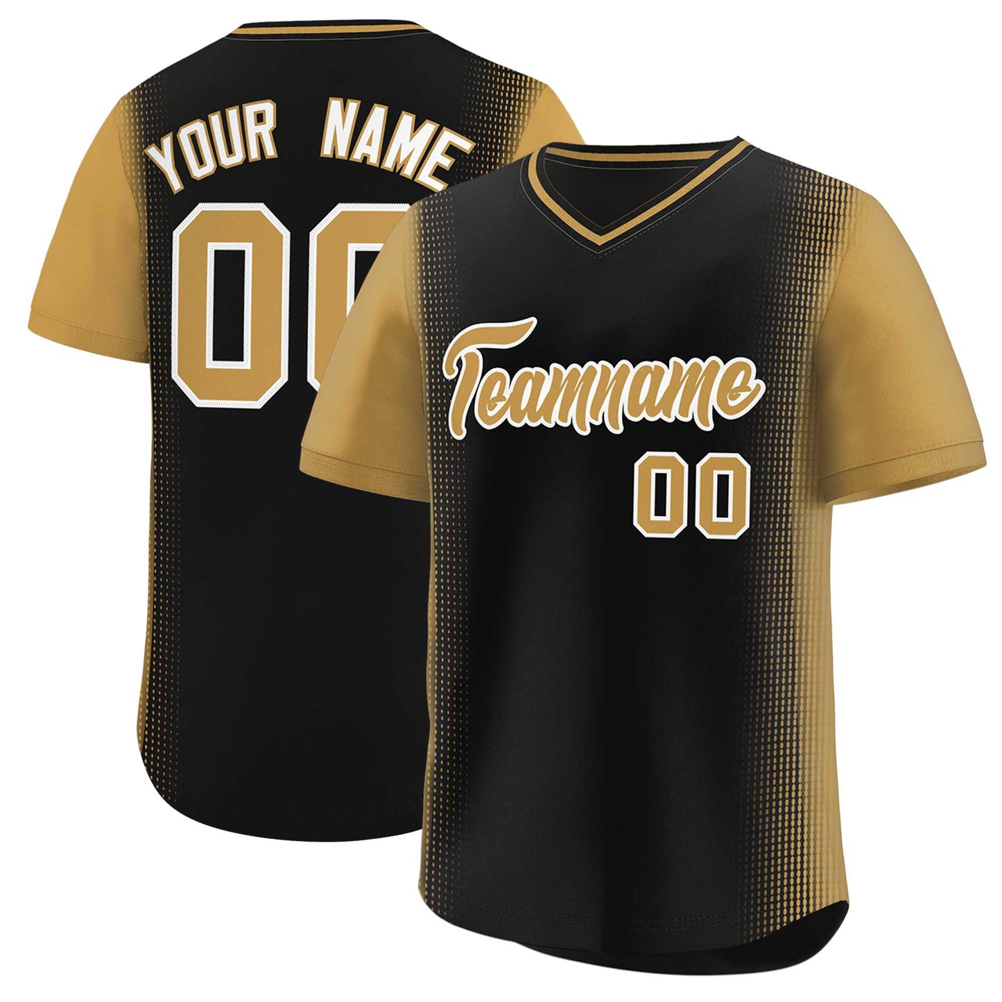 Custom Black Old Gold Personalized Raglan Sleeves Authentic Pullover Baseball Jersey