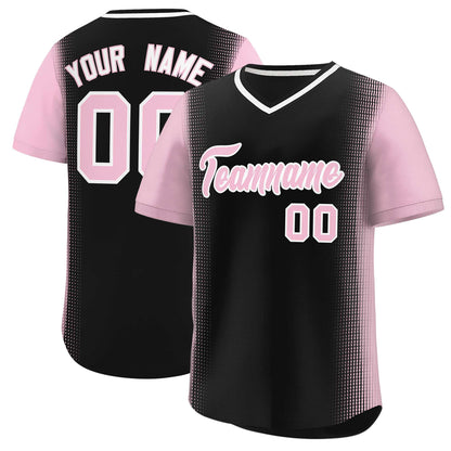 Custom Black Light Pink Personalized Raglan Sleeves Authentic Pullover Baseball Jersey