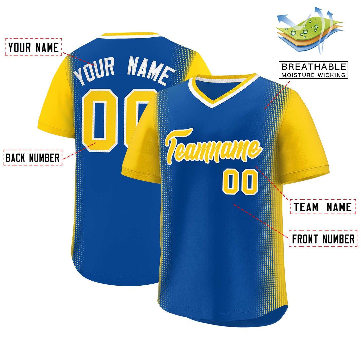 Custom Royal Gold Personalized Raglan Sleeves Authentic Pullover Baseball Jersey