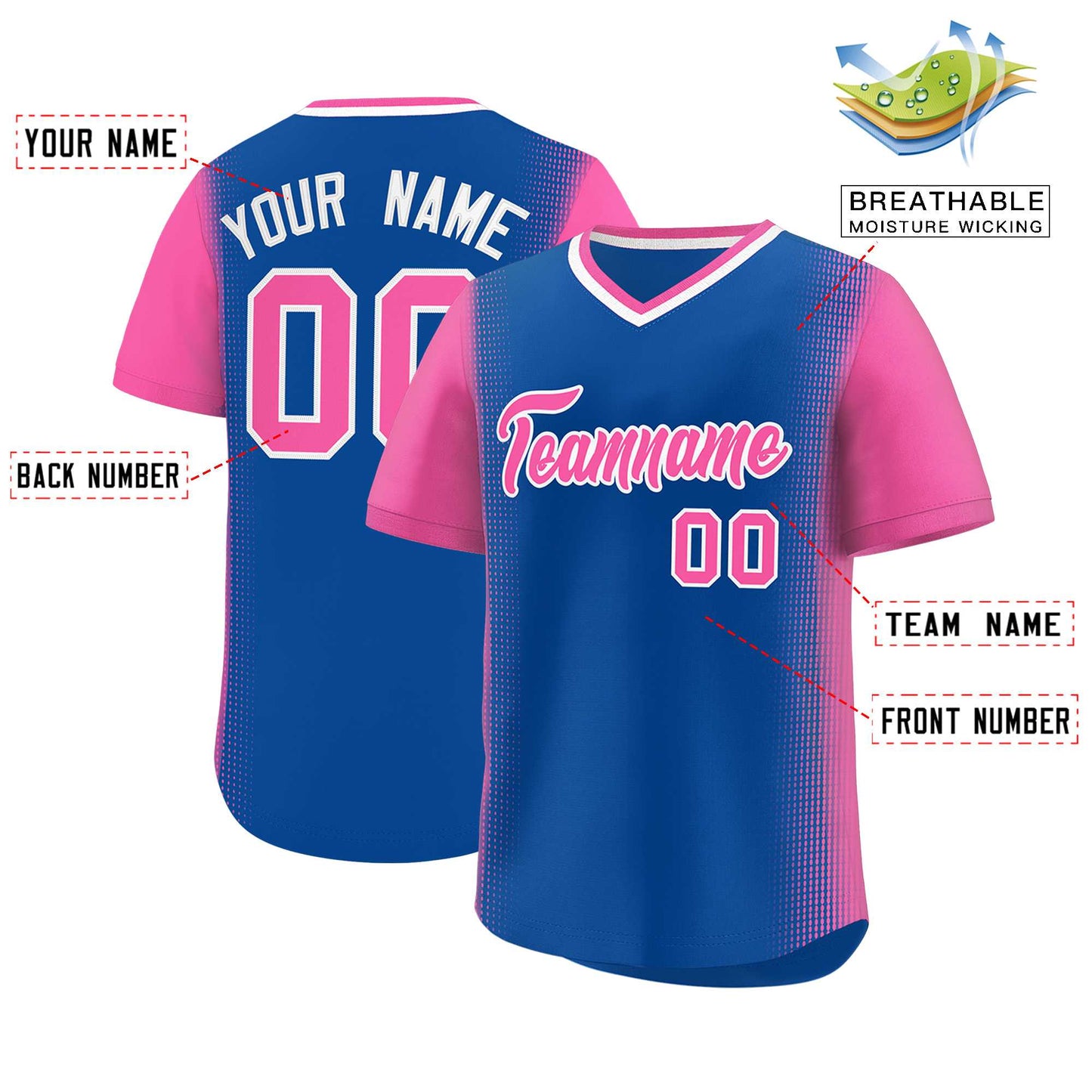 Custom Royal Pink Personalized Raglan Sleeves Authentic Pullover Baseball Jersey