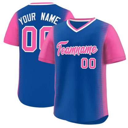 Custom Royal Pink Personalized Raglan Sleeves Authentic Pullover Baseball Jersey