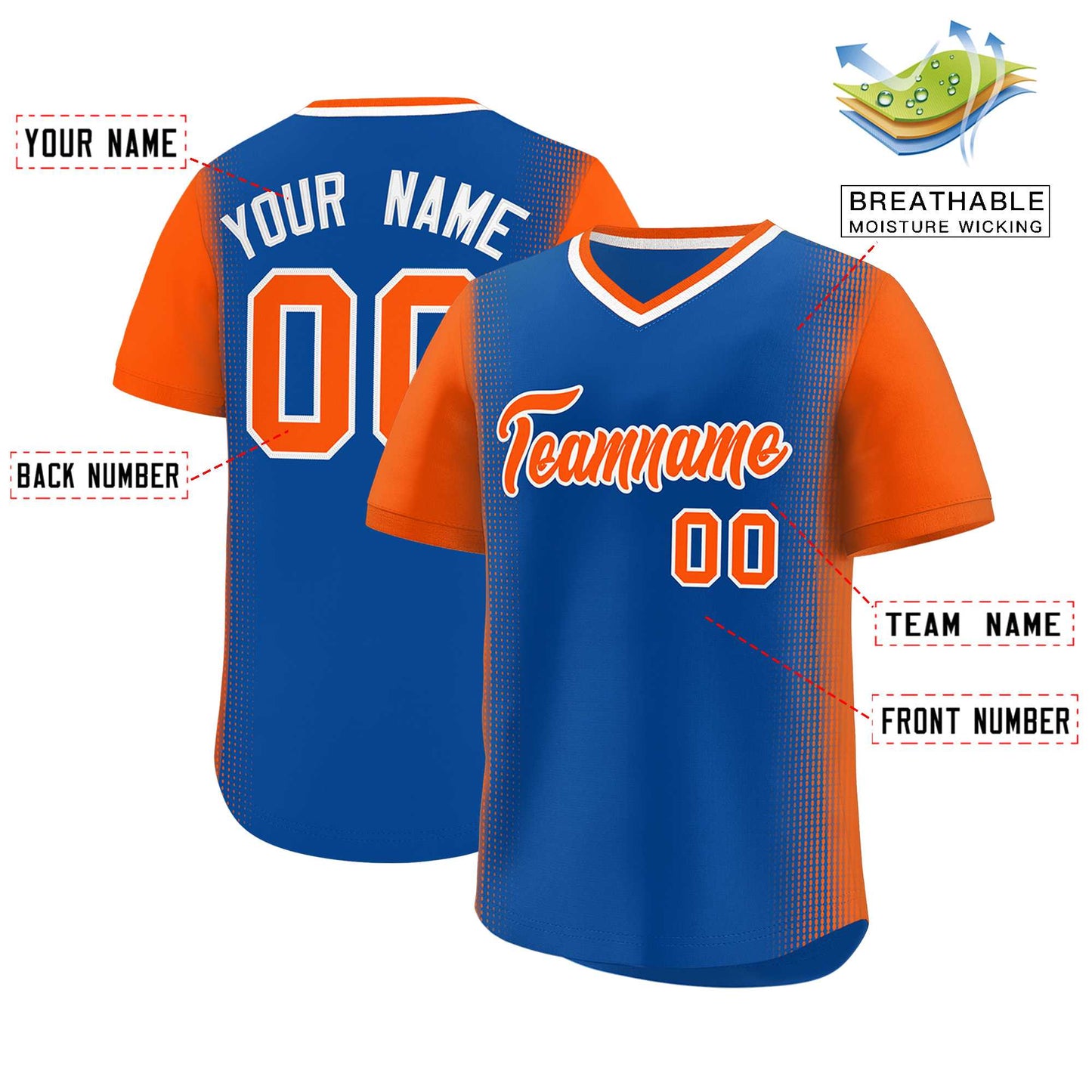 Custom Royal Orange Personalized Raglan Sleeves Authentic Pullover Baseball Jersey