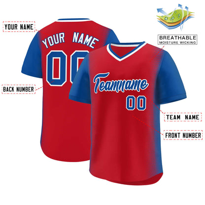 Custom Red Royal Personalized Raglan Sleeves Authentic Pullover Baseball Jersey