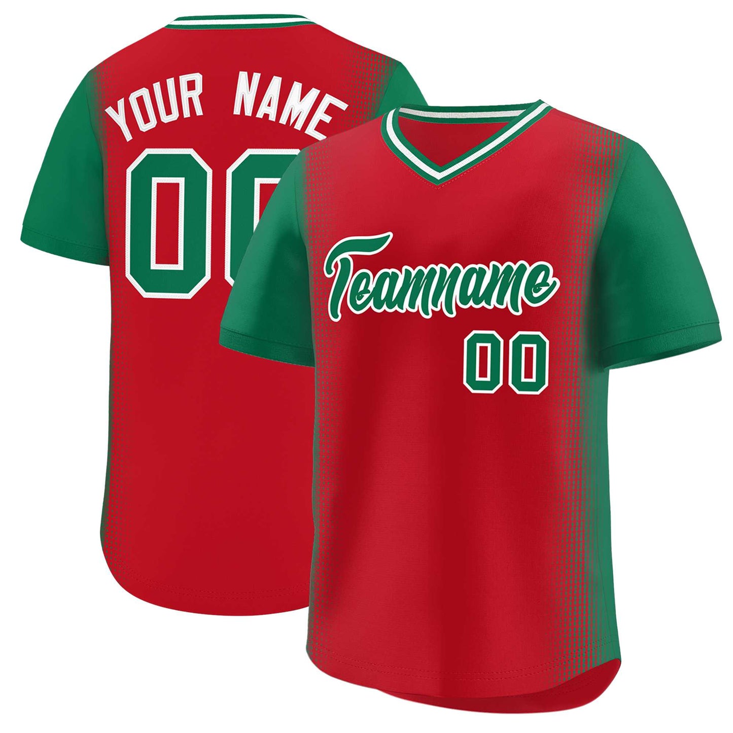 Custom Red Kelly Green Personalized Raglan Sleeves Authentic Pullover Baseball Jersey