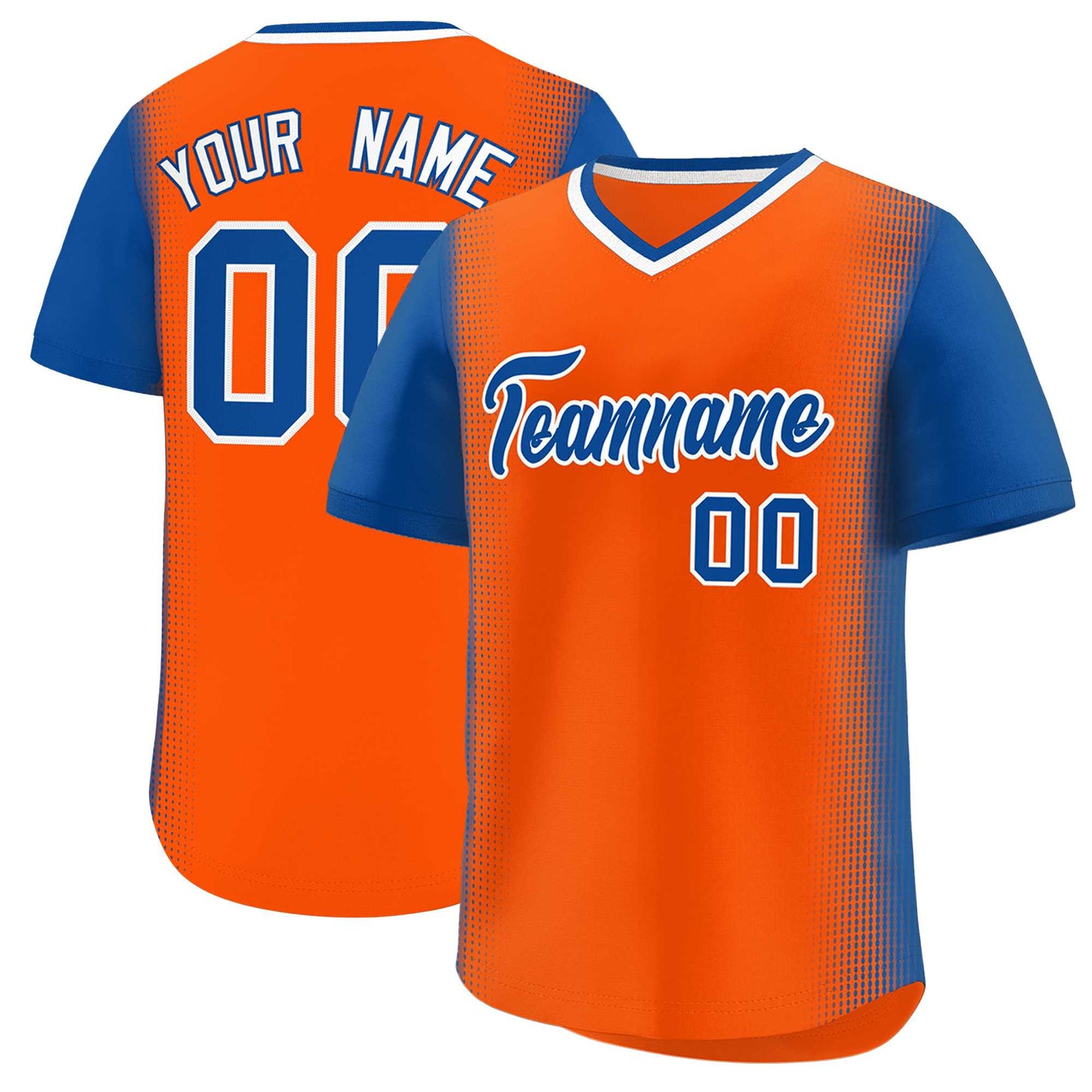 Custom Orange Royal Personalized Raglan Sleeves Authentic Pullover Baseball Jersey