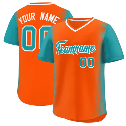 Custom Orange Aqua Personalized Raglan Sleeves Authentic Pullover Baseball Jersey