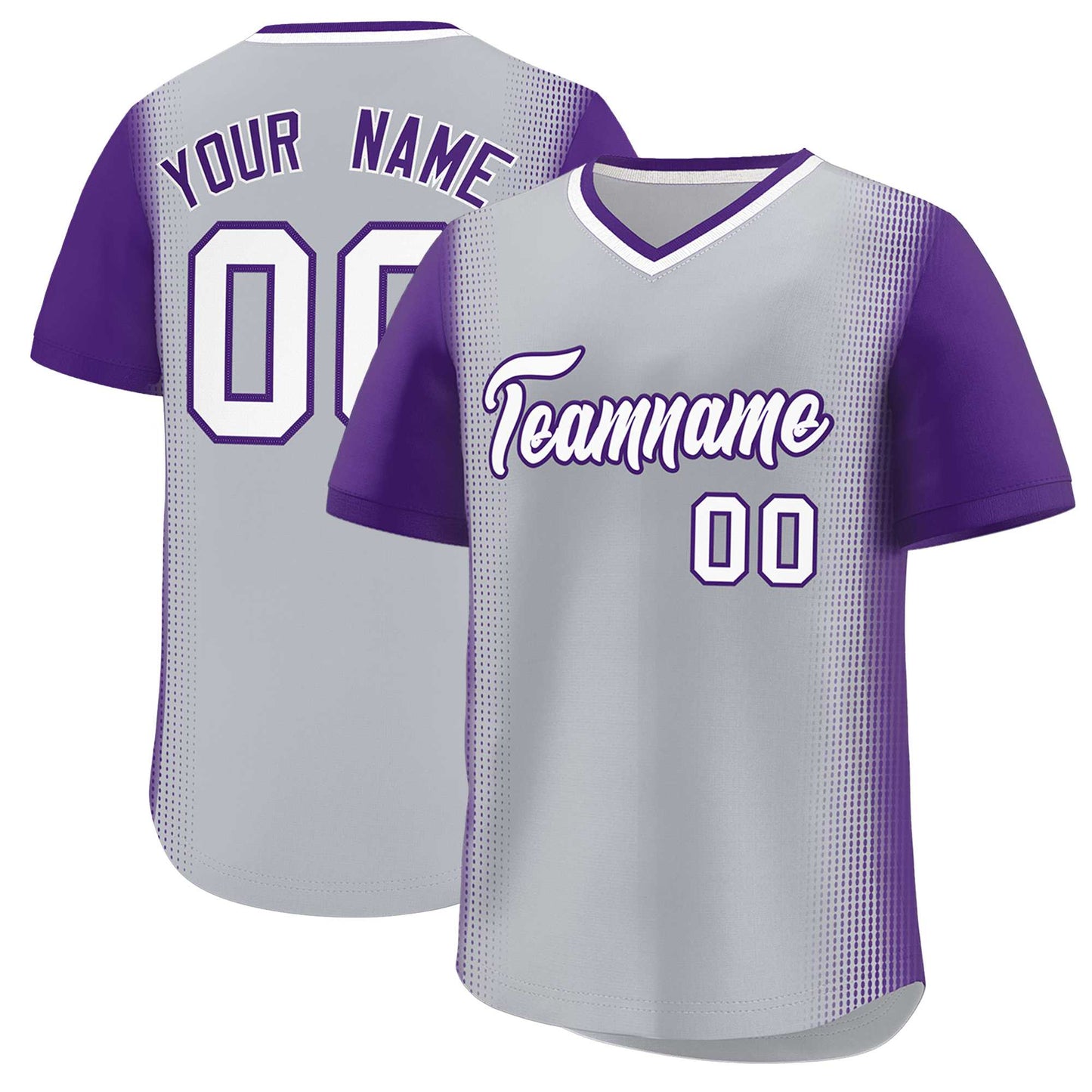 Custom Gray Purple Personalized Raglan Sleeves Authentic Pullover Baseball Jersey