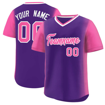 Custom Purple Pink Personalized Raglan Sleeves Authentic Pullover Baseball Jersey