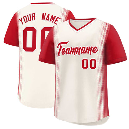 Custom Cream Red Personalized Raglan Sleeves Authentic Pullover Baseball Jersey