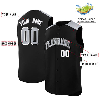 Custom Black Gray Personalized Classic Authentic Sleeveless Baseball Jersey